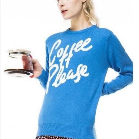 Kling Sweaters - KLING Coffee Please Blue Long-Sleeved Sweater